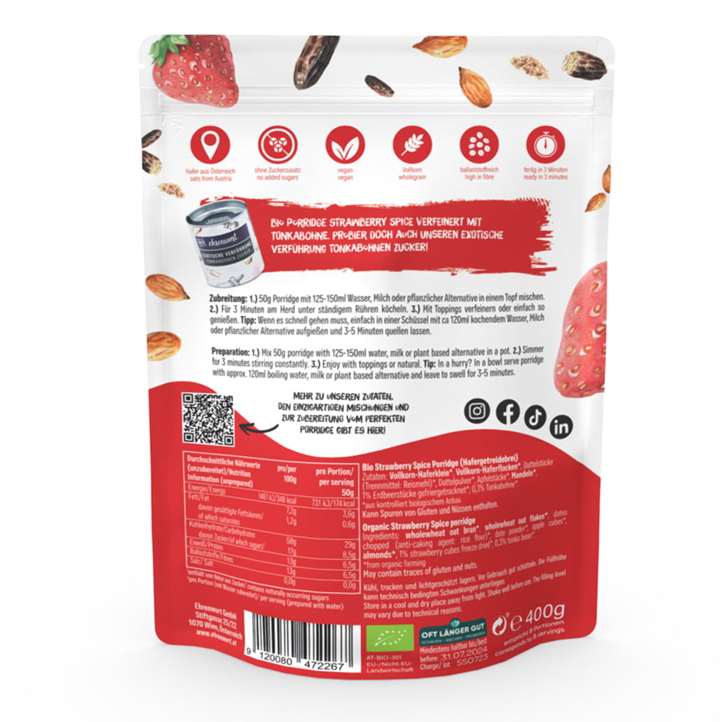 ehrenwort Strawberry Spice Porridge Rückseite